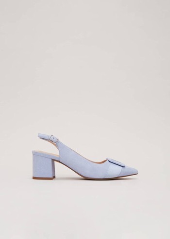 Phase Eight Suede Buckle Block Heels Blue Canada | TCDFPA-493